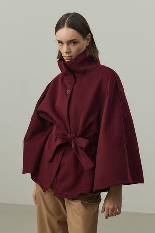 Kaşe Panço Ceket Bordo