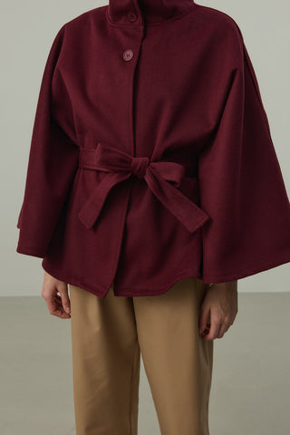 Kaşe Panço Ceket Bordo