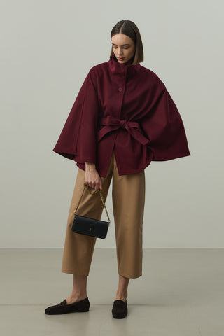 Kaşe Panço Ceket Bordo