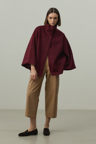 Kaşe Panço Ceket Bordo