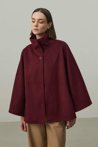 Kaşe Panço Ceket Bordo