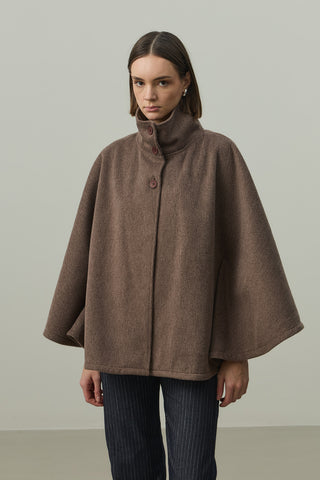 Kaşe Panço Ceket Kahverengi