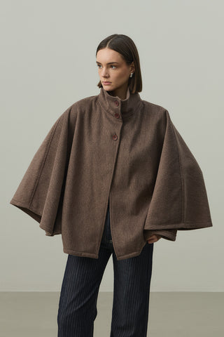 Kaşe Panço Ceket Kahverengi