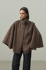 Kaşe Panço Ceket Kahverengi