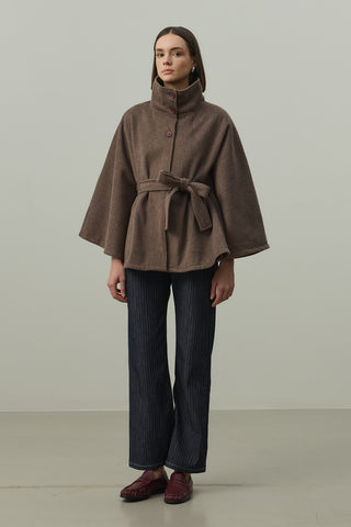 Kaşe Panço Ceket Kahverengi