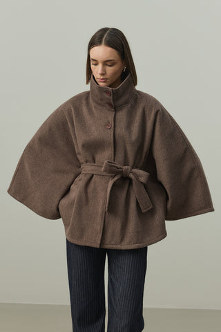 Kaşe Panço Ceket Kahverengi