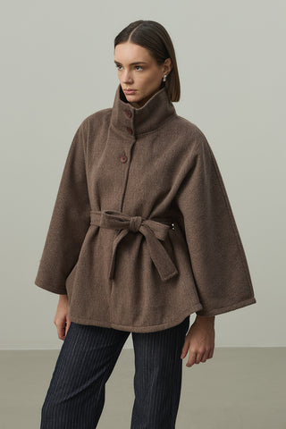 Kaşe Panço Ceket Kahverengi