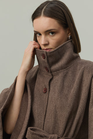 Kaşe Panço Ceket Kahverengi