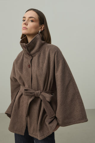 Kaşe Panço Ceket Kahverengi