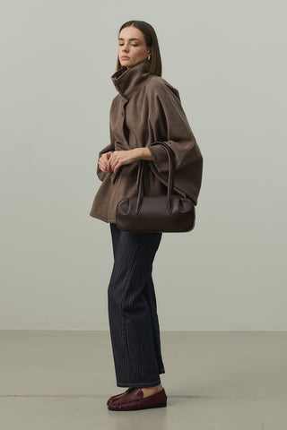 Kaşe Panço Ceket Kahverengi