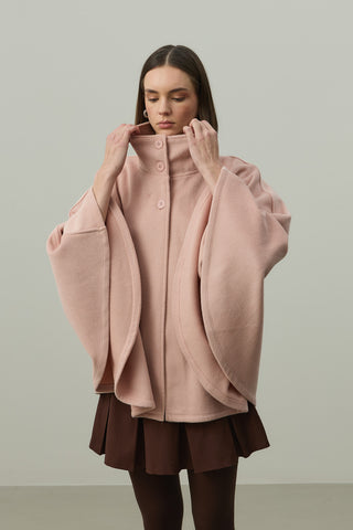 Kaşe Panço Ceket Pembe