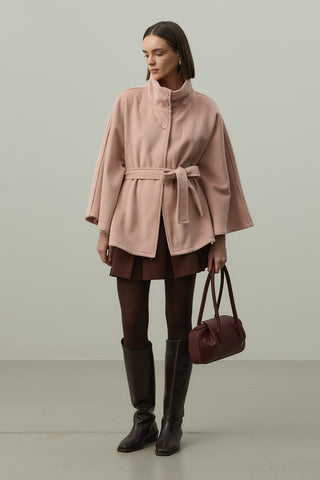 Kaşe Panço Ceket Pembe