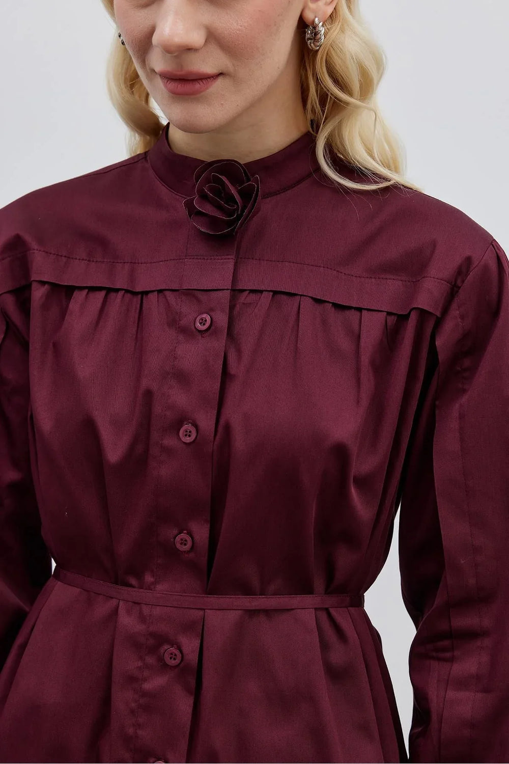 Shirt with Layered Detail, Burgundy
