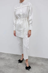 Kat Detaylı Gömlek Ekru