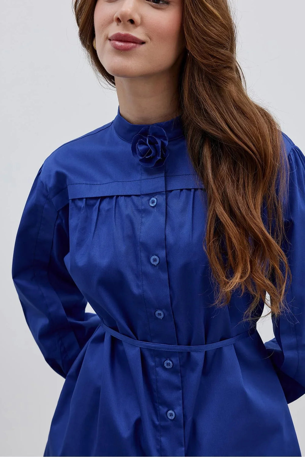 Layered Detailed Shirt Navy Blue