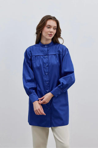Kat Detaylı Gömlek Lacivert - Fahhar Design