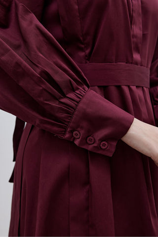 Katlama Detaylı Elbise Bordo - Fahhar Design