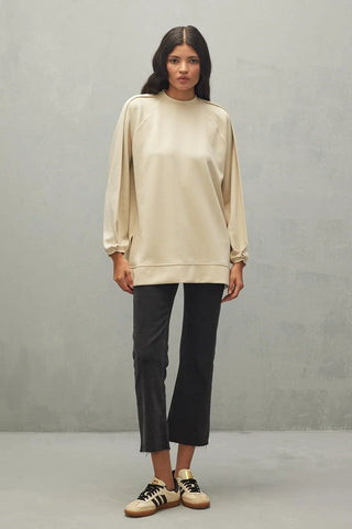 Katlama Detaylı Modal Scuba Sweatshirt Taş