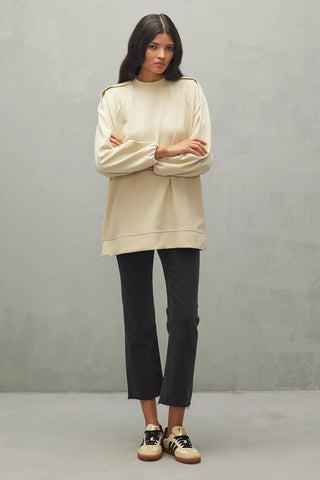 Katlama Detaylı Modal Scuba Sweatshirt Taş - Fahhar Design