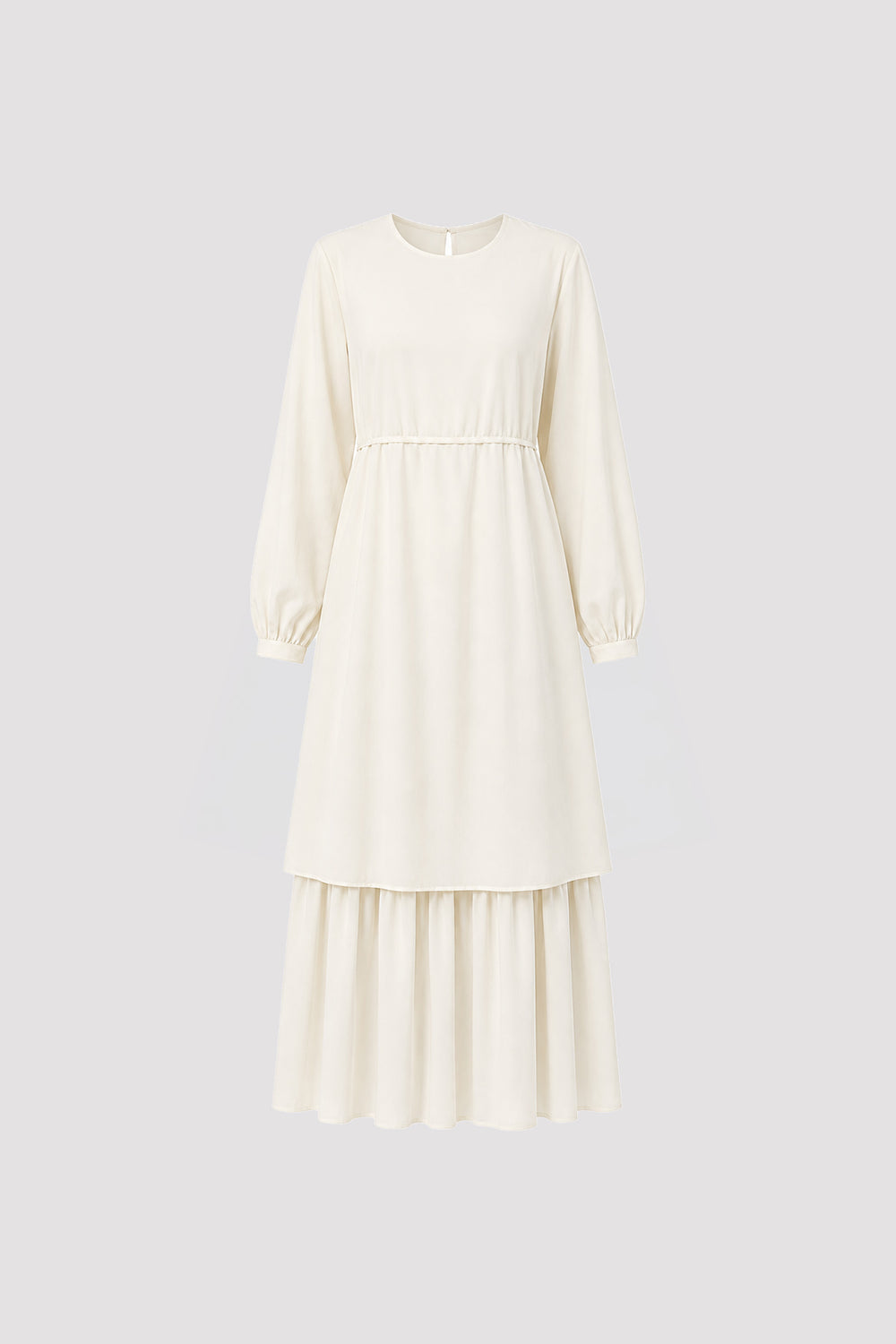 Layered Voile Dress Ecru