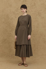 Katlı Vual Elbise Haki