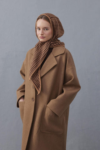 Kazayağı Kapüşonlu Atkı Kahverengi - Fahhar Design