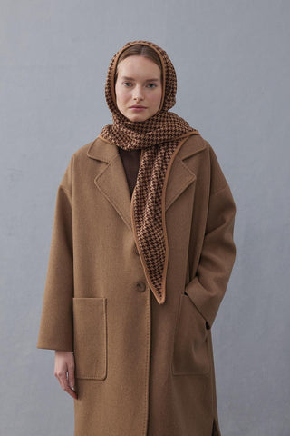 Kazayağı Kapüşonlu Atkı Kahverengi - Fahhar Design