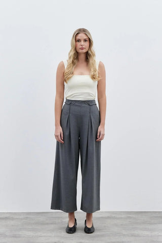 Women's Belt Detailed Trousers in Smoke