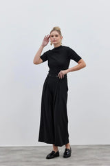 Kemer Detaylı Kadın Pantolon Siyah