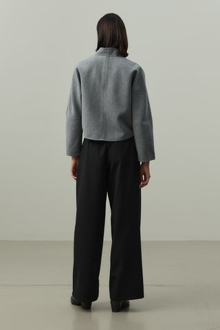 Kemer Detaylı Kaşe Ceket Gri