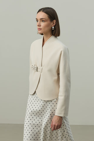 Kemer Detaylı Kaşe Ceket Taş