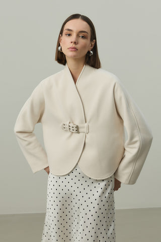 Kemer Detaylı Kaşe Ceket Taş