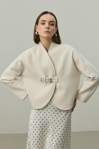 Kemer Detaylı Kaşe Ceket Taş