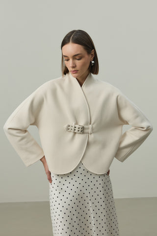 Kemer Detaylı Kaşe Ceket Taş