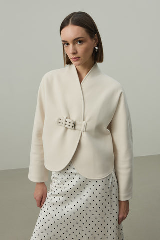 Kemer Detaylı Kaşe Ceket Taş