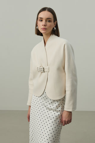 Kemer Detaylı Kaşe Ceket Taş