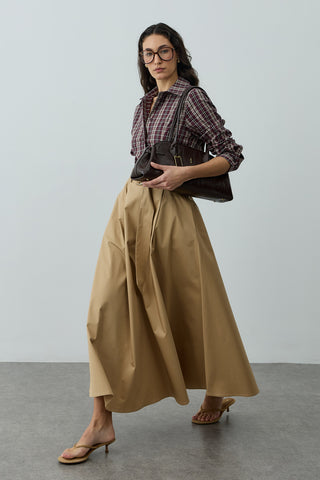 Kemerli Gabardin Etek Camel