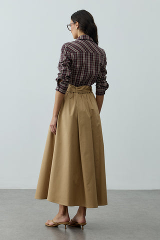 Kemerli Gabardin Etek Camel