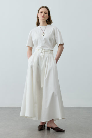 Kemerli Gabardin Etek Ekru