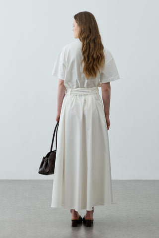 Kemerli Gabardin Etek Ekru