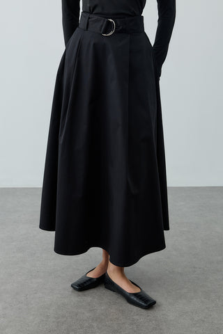 Kemerli Gabardin Etek Siyah