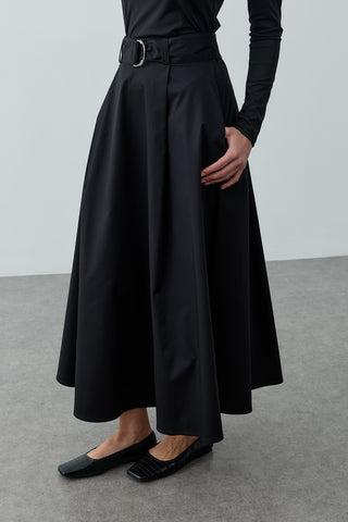 Kemerli Gabardin Etek Siyah