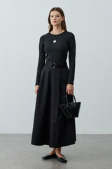 Kemerli Gabardin Etek Siyah