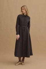 Kemerli Gömlek Elbise Antrasit