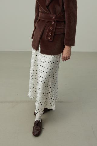 Kemerli Kaşe Blazer Ceket Kahverengi