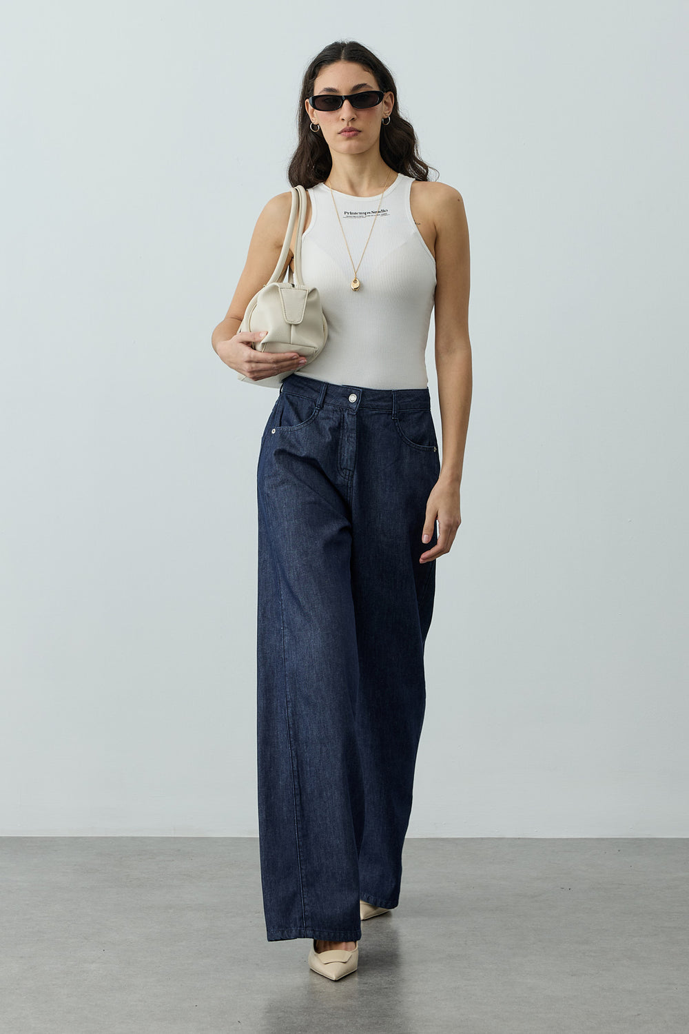 Kenarı Açılımlı Denim Pantolon Lacivert