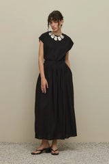 Linen Pleated Skirt Black
