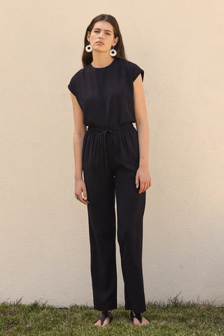 Keten Düz Pantolon Siyah - Fahhar Design
