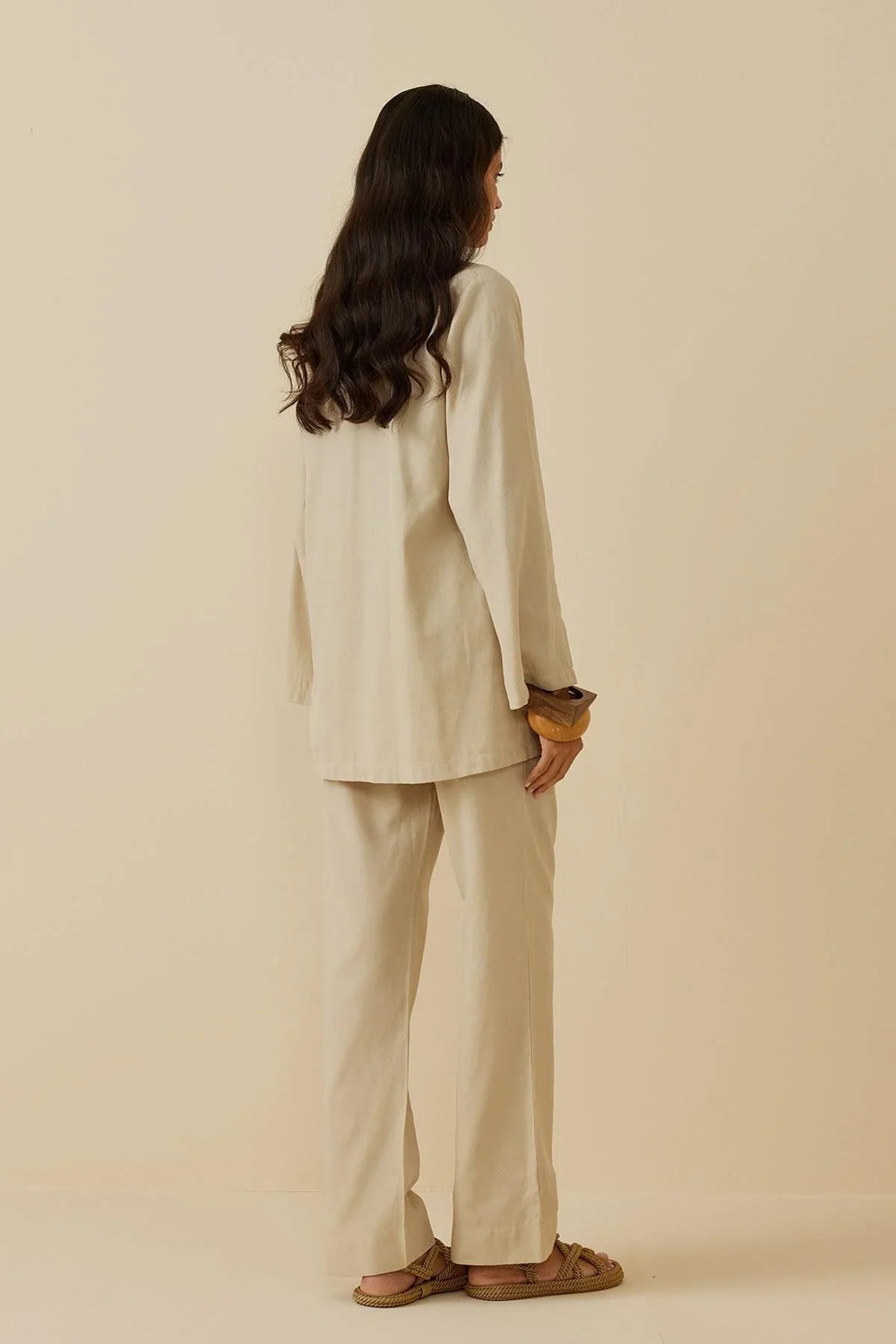 Linen Shirt Jacket Dark Beige