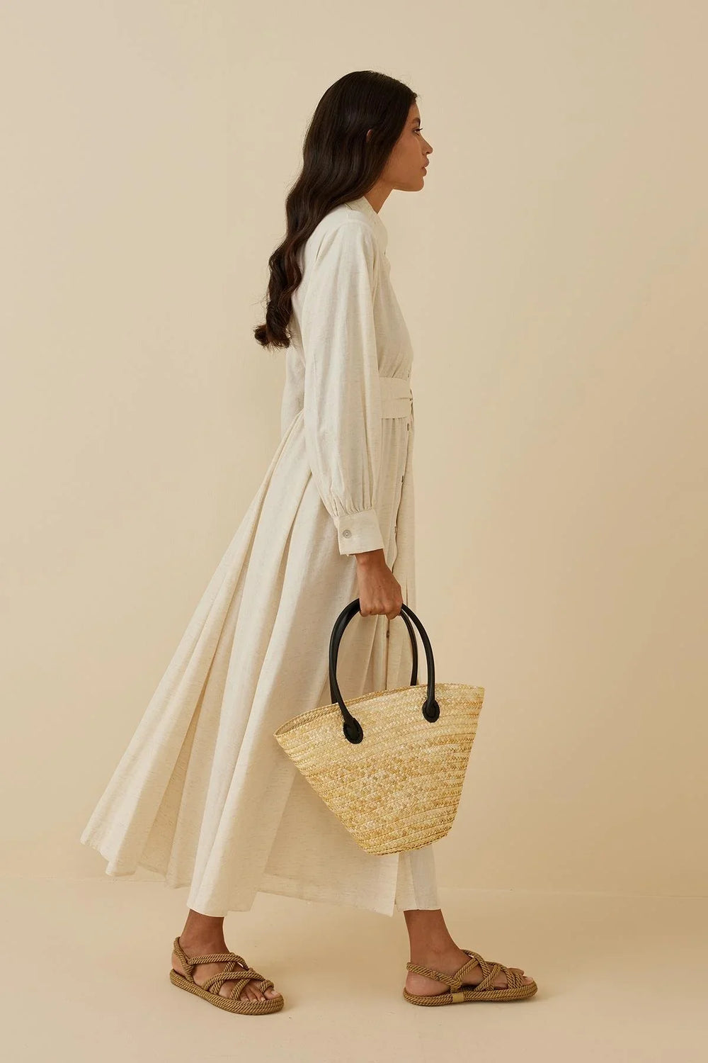Linen Shirt Dress Beige